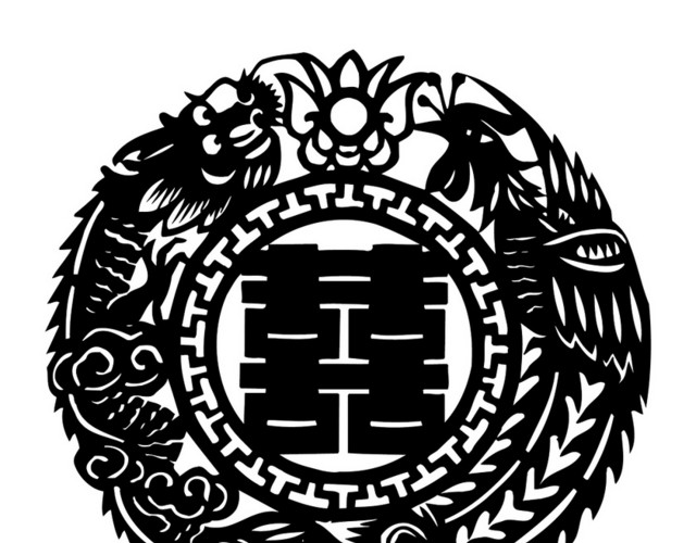 中国风剪纸2019年新年春节囍字祥物PNG素材