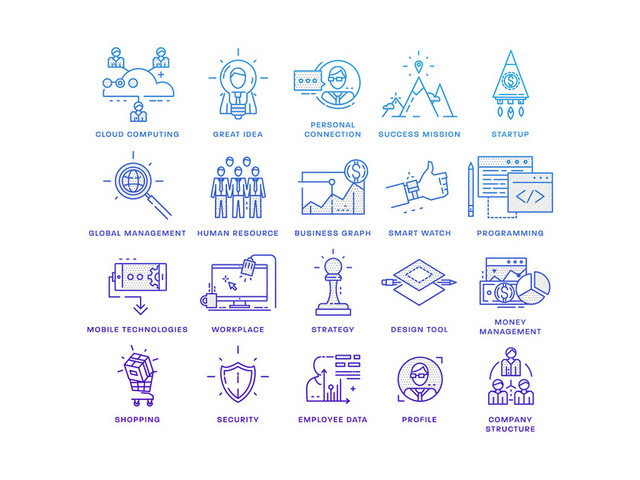 ICON渐变人物工作UI图标素材