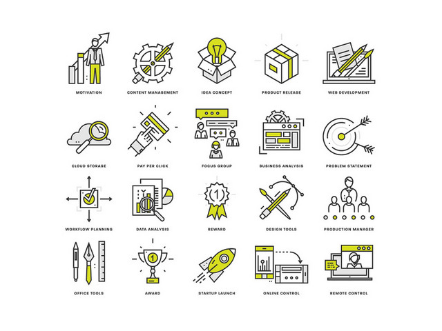 ICON黄色工作工具UI图标素材