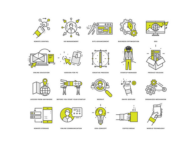 ICON黄色工作种类UI图标素材