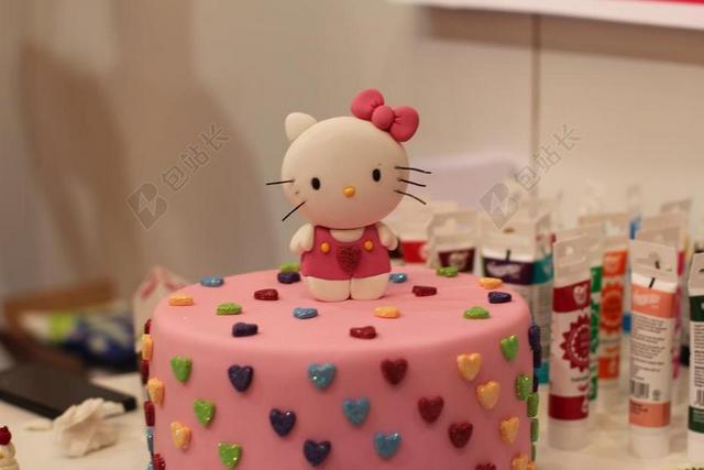 广告简约凯蒂猫生日蛋糕宣传背景图片