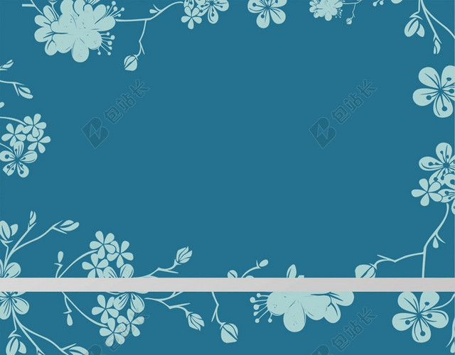 蓝色名片手绘花朵背景素材