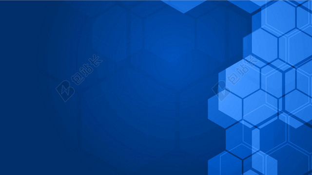 简约纹理蓝色渐变蜂巢图案蓝色名片背景