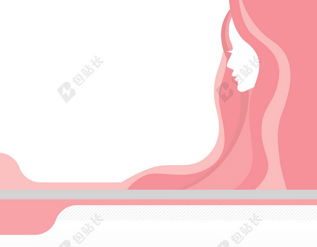 扁平美女剪影粉红色系美甲名片背景
