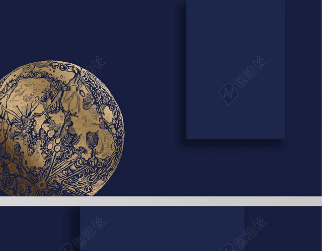 烫金名片蓝色中国风背景素材