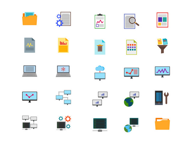 UI矢量图标素材电脑图标文件图标数据连接示意图