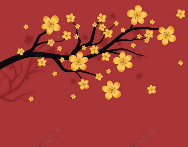 红色喜庆纹理梅花中国风喜庆背景素材