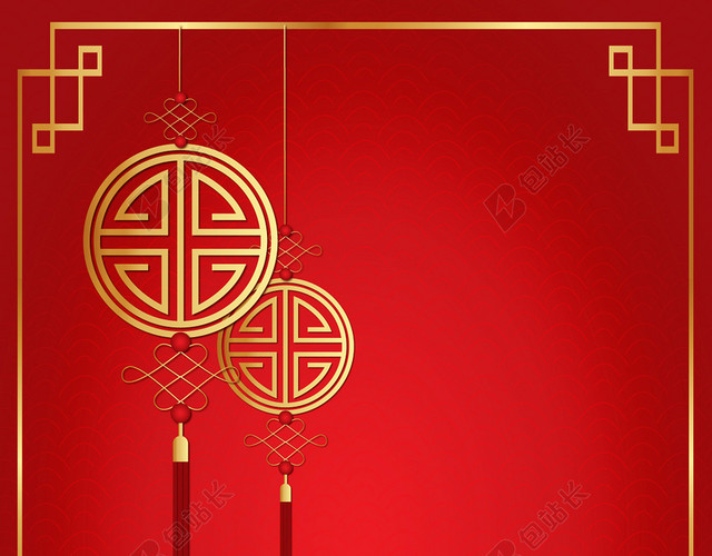 中国风红色剪纸贺年背景素材