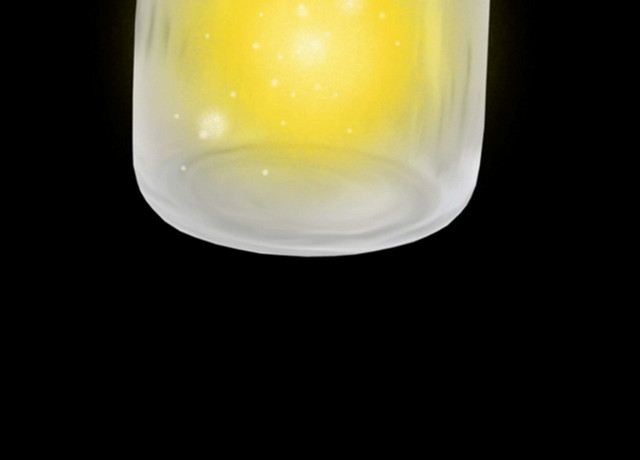 萤火虫卡通瓶子光效素材