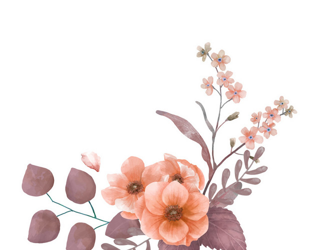 清新水彩花卉装饰元素
