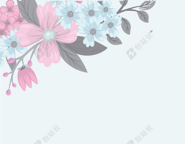 蓝色小清新花卉婚礼背景