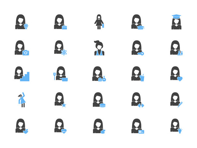 女性UI矢量小人图标素材