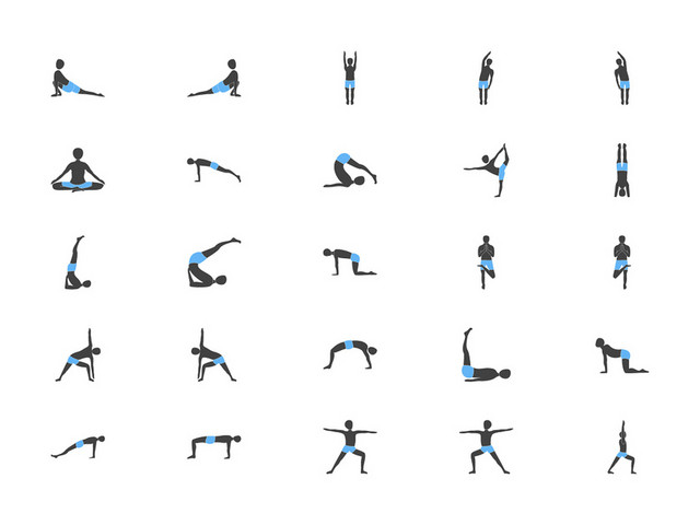 锻炼健身瑜伽UI矢量小人图标素材