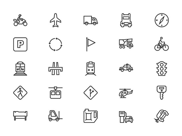 交通工具UI矢量图标素材