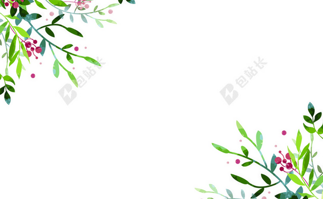 简约白色植物元素女装名片背景
