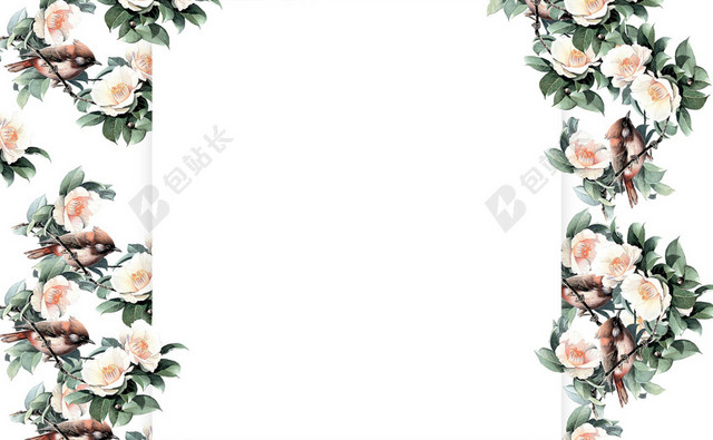 简约白色花朵边框元素女装名片背景