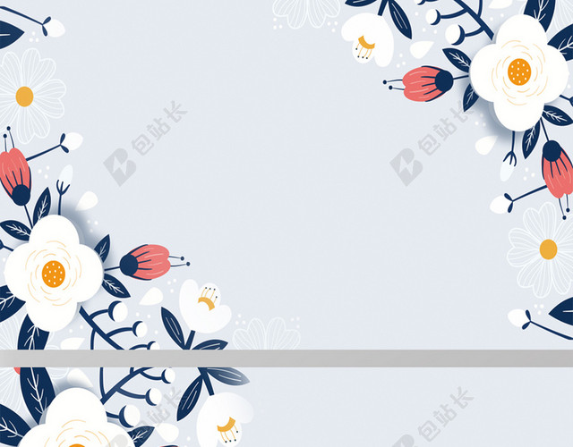 简约淡蓝色小花素材女装名片背景