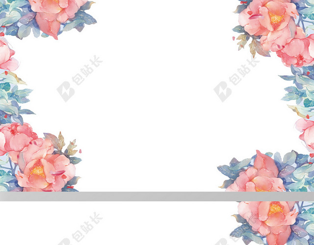 简约白色花朵边框元素女装名片背景
