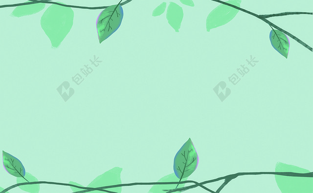 简约蓝色枝叶元素女装名片背景