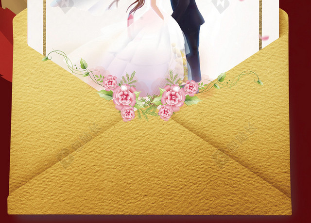 简约金色婚礼婚庆电子请帖背景