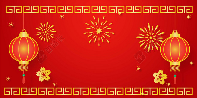 红色礼花中国风喜庆新年素材