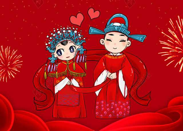 纹理中式婚礼喜庆烟火房梁红色背景模板