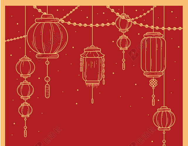 纹理红色中国风灯笼背景素材