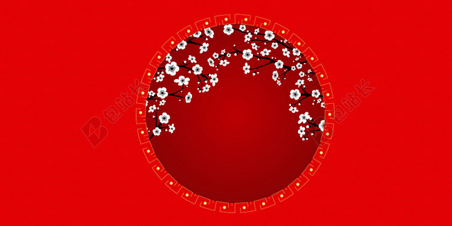 纹理红色中国风祥云花卉背景素材