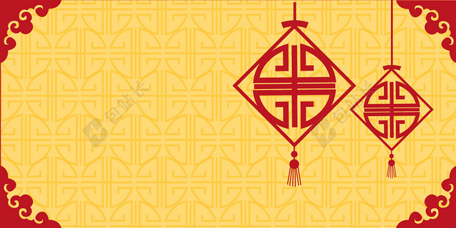 黄色中国风红色吊坠装饰背景素材