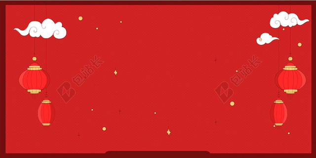 红色中国风云朵灯笼背景素材