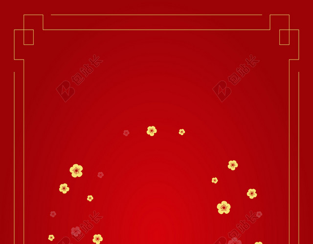 纹理红色中国风花卉边框背景素材