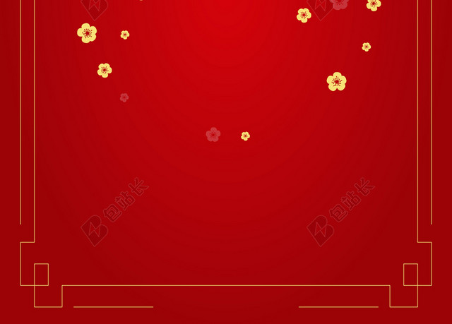 纹理红色中国风花卉边框背景素材