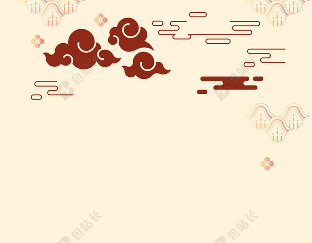 纹理米色中国风祥云背景素材