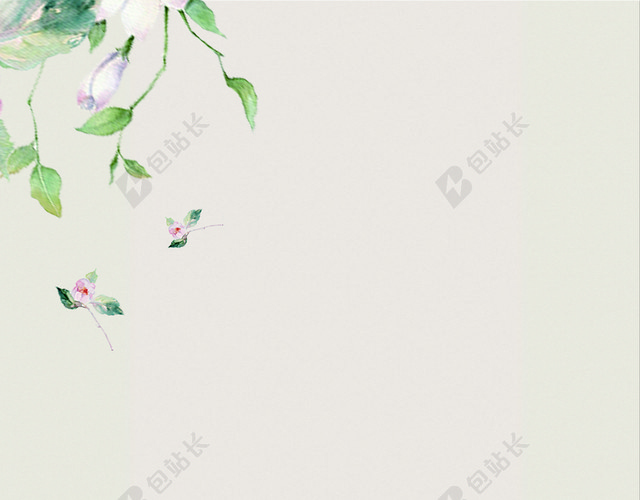 米色简约大暑小暑二十四节气手绘花朵海报展板背景素材