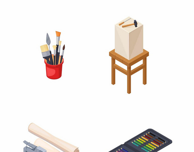 简约彩色画笔笔筒素材