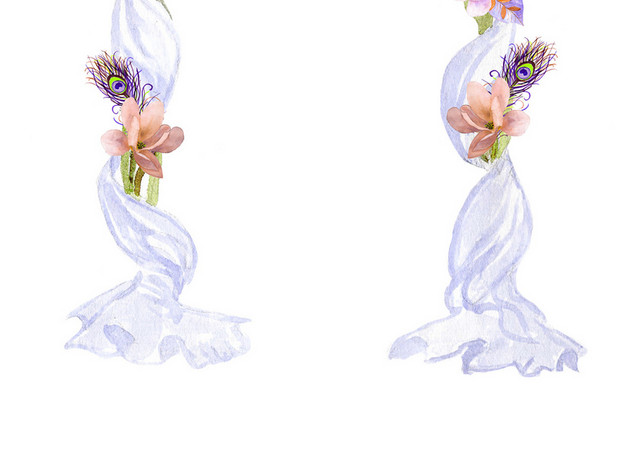 粉色唯美婚礼花环元素
