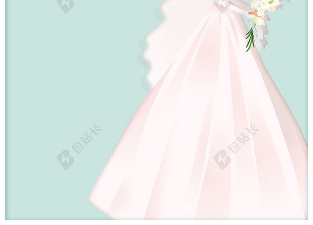 唯美西式婚礼穿白色婚纱新娘海报背景