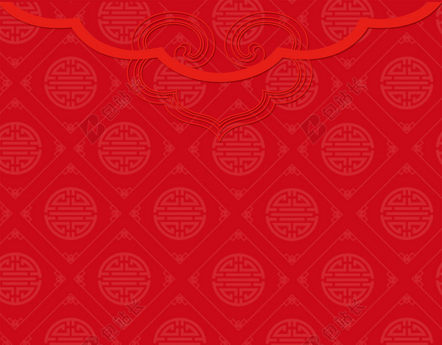 红色喜庆传统中式婚礼婚庆海报背景