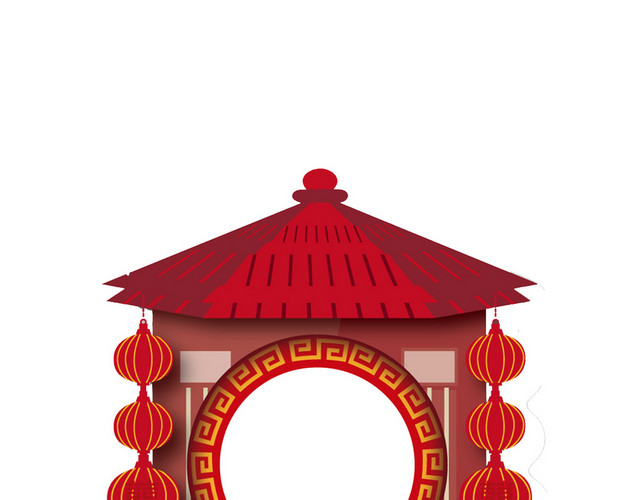 红色喜庆婚礼花轿元素
