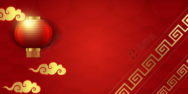 红色中国风灯笼祥云背景素材