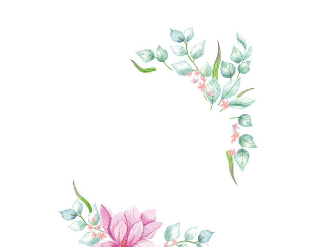 小清新水粉画婚礼婚庆花卉花朵边框素材