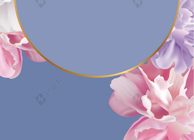 小清新蓝色婚礼婚庆花卉背景素材