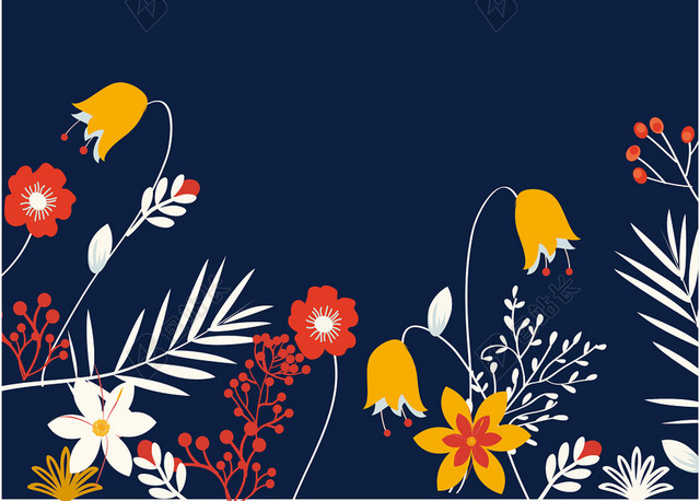 小清新蓝色婚礼婚庆花卉花朵边框背景素材