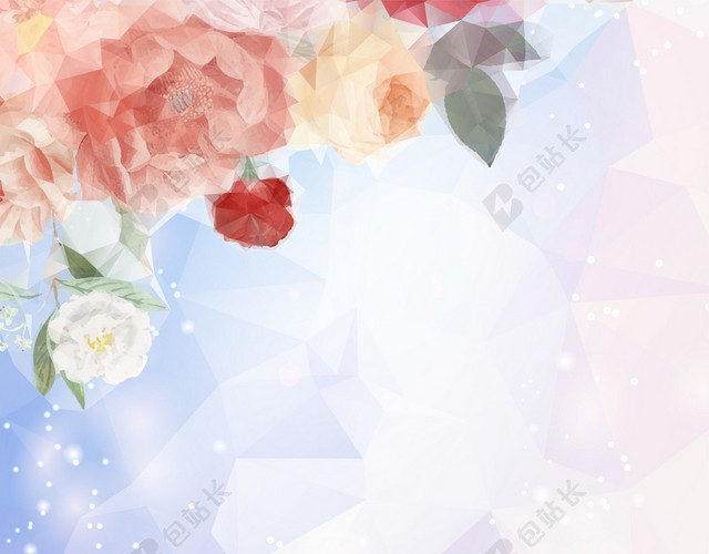 小清新彩色水粉婚礼婚庆花卉背景素材
