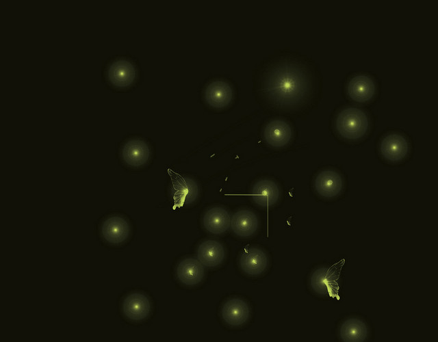 绿色荧光小萤火虫星星点点PNG素材
