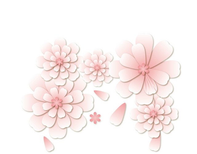 粉色立体花朵水彩风格婚礼花卉背景素材