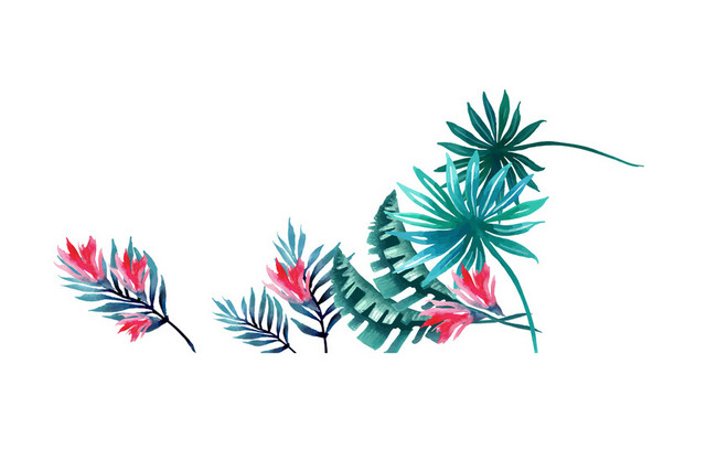 唯美花枝水彩风格婚礼花卉背景素材