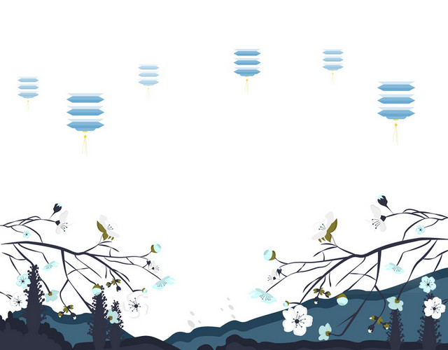中秋传统节日星空风景宁静日系樱花唯美静谧