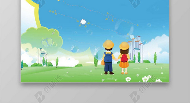 蓝色卡通相册封面作文集封面背景