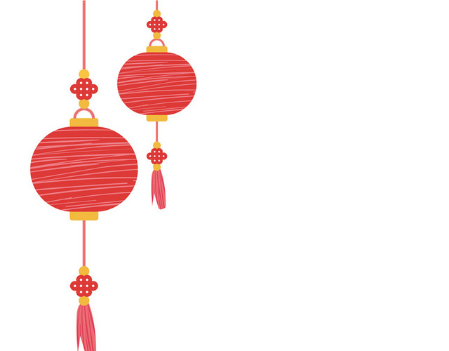 中秋传统节日火红灯笼素材设计折纹